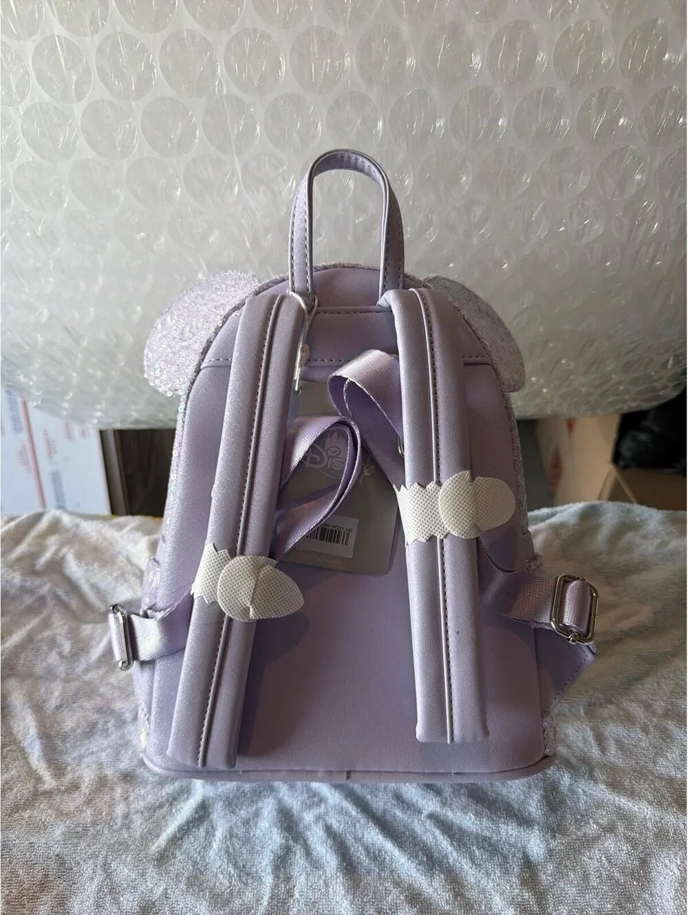 Loungefly Disney Minnie Mouse Sequin Opalescent Purple Backpack NWT